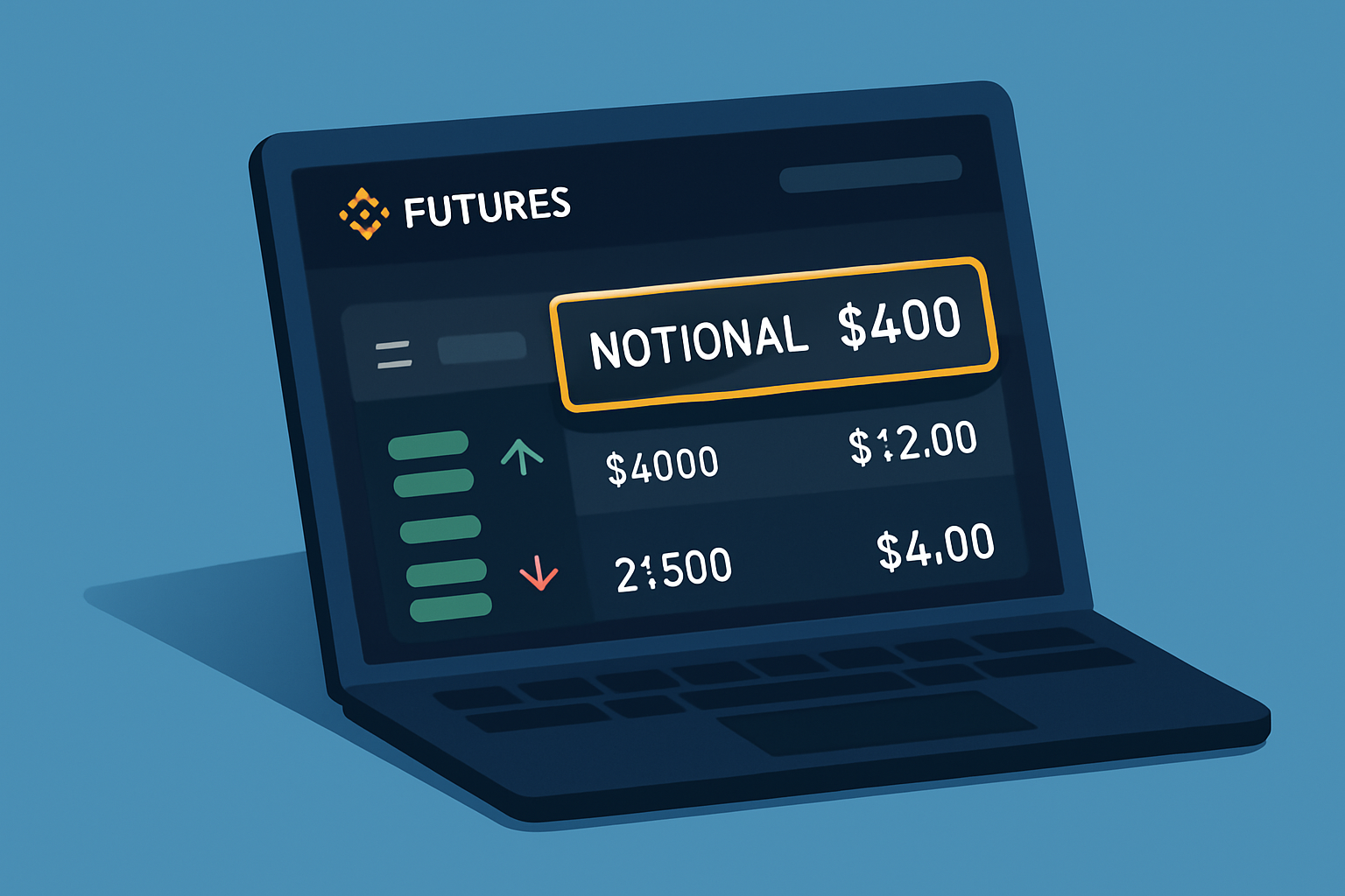 Screenshot example of Binance interface highlighting where notional values appear in futures and margin trading dashboards