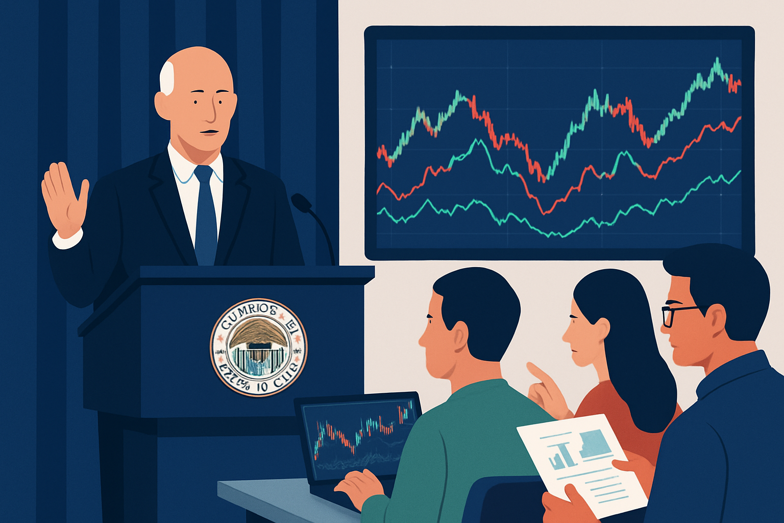 Traders monitor Federal Reserve statements and forex charts closely to respond to hawkish and dovish cues.