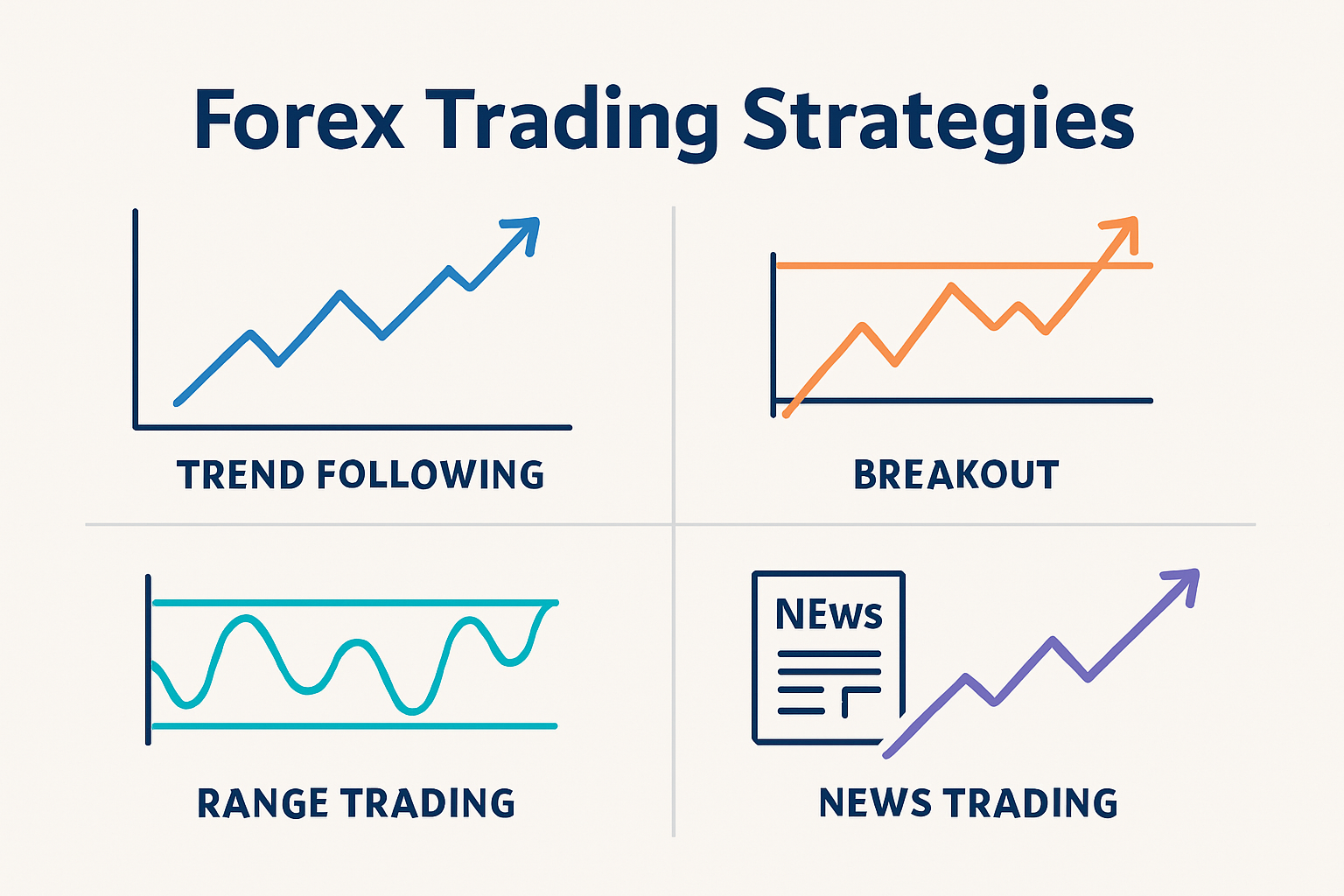 Visual illustration of basic forex trading strategies suitable for beginners.