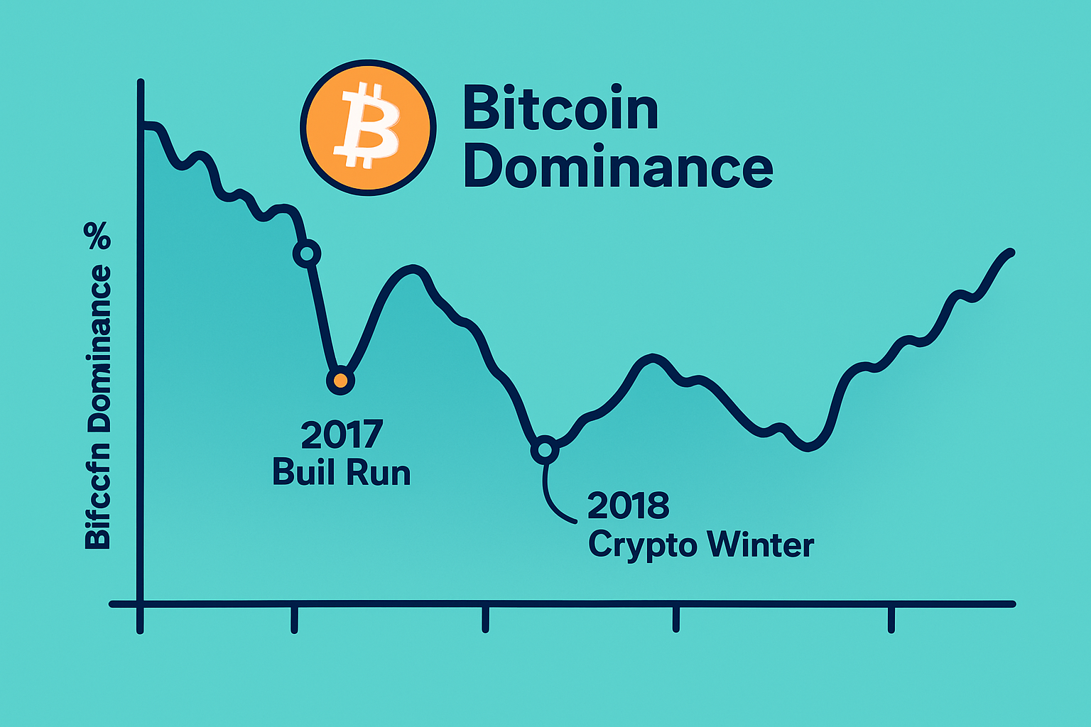 Graph showing Bitcoin Dominance percentage over time highlighting key events