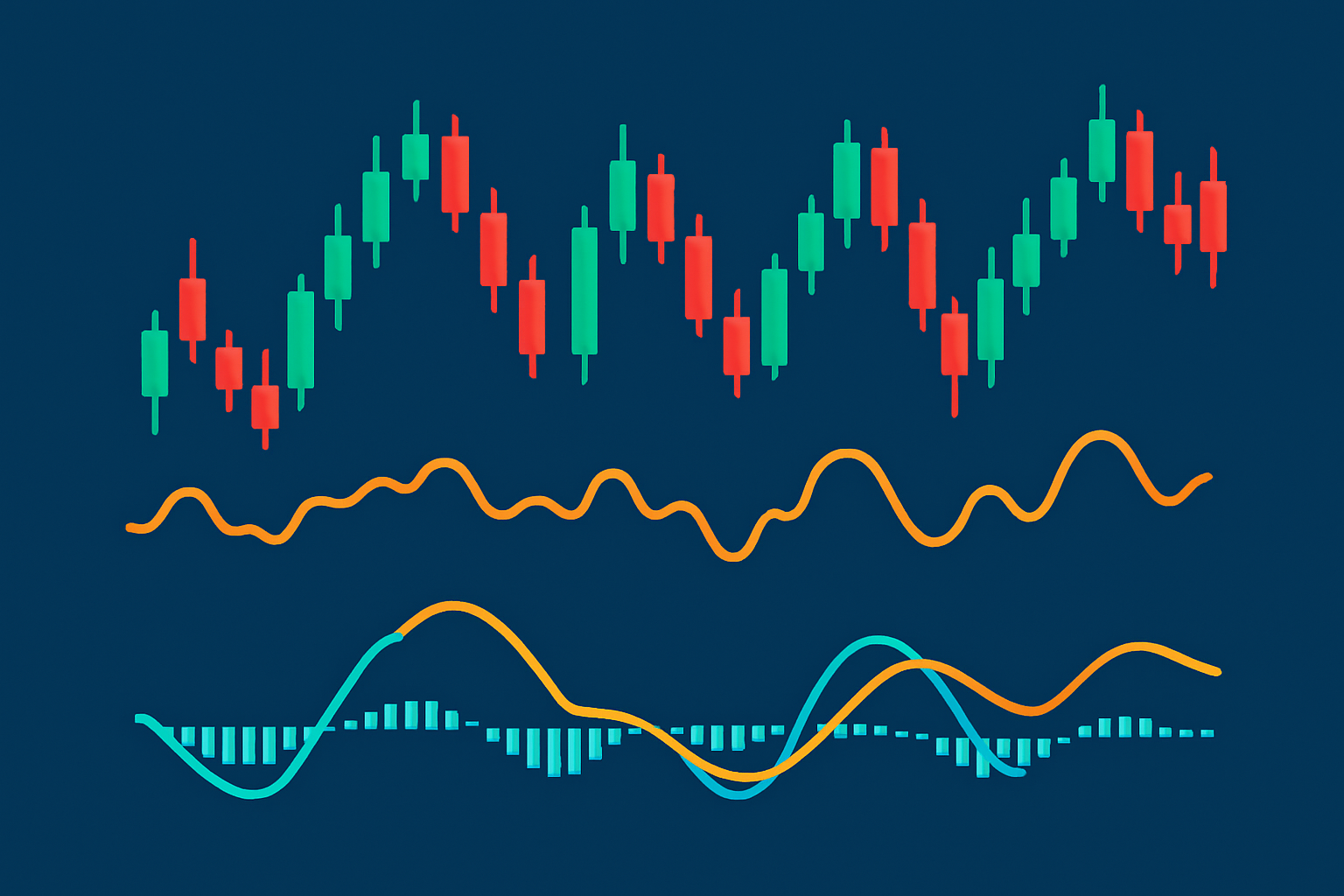 Example chart visualizing whipsaw price action with erratic RSI and MACD indicator signals.