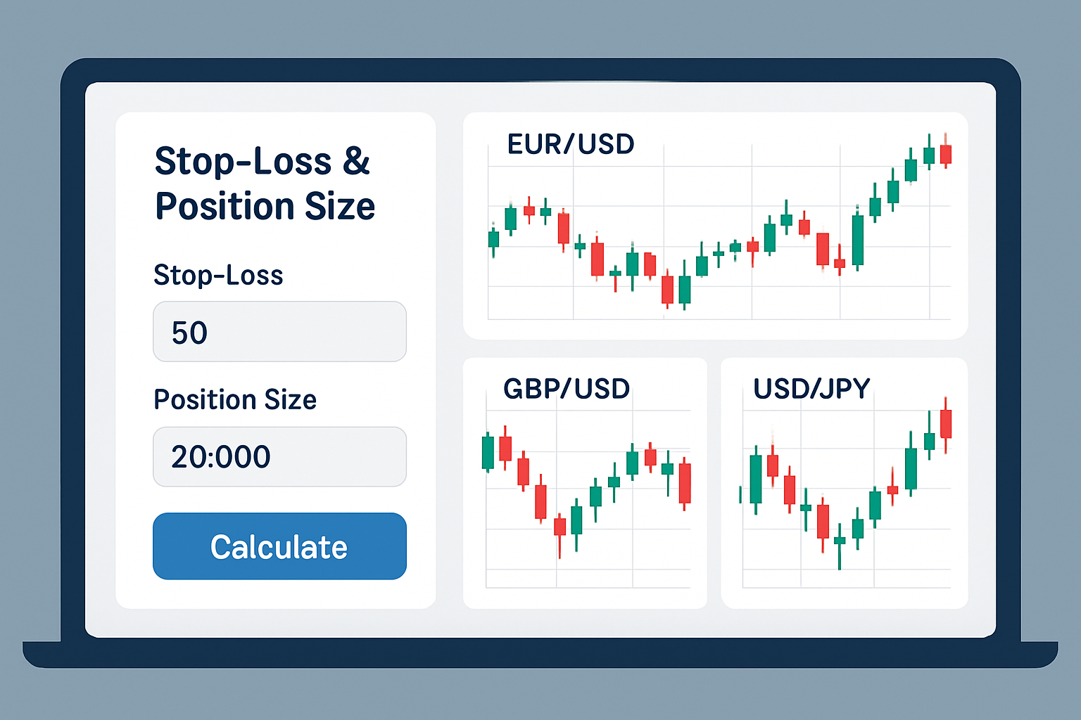 A comprehensive forex risk management dashboard displaying key metrics like position sizing and stop-loss placements to illustrate effective capital protection