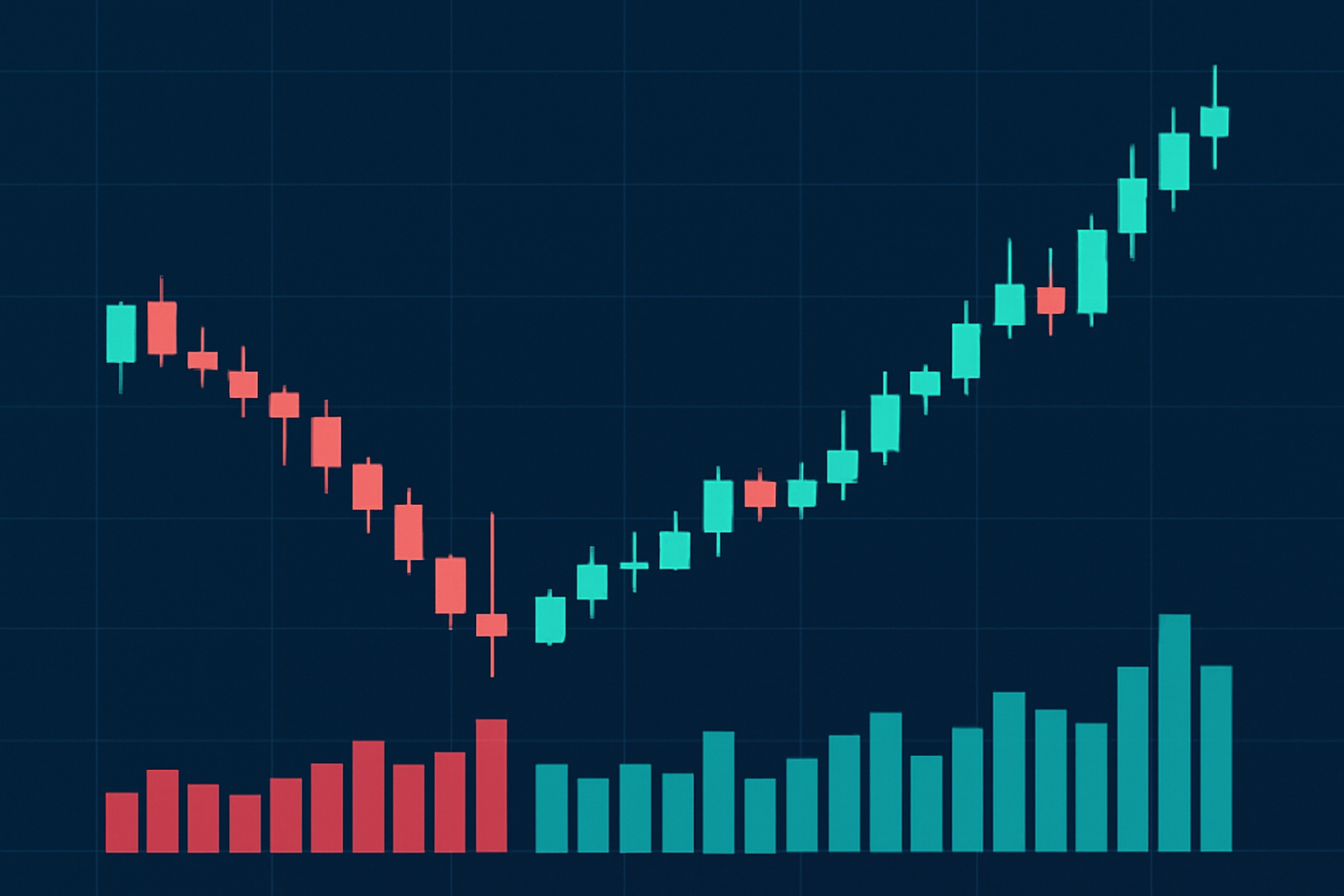 Chart example illustrating an inverted hammer pattern followed by confirmation with bullish price action and increased volume.