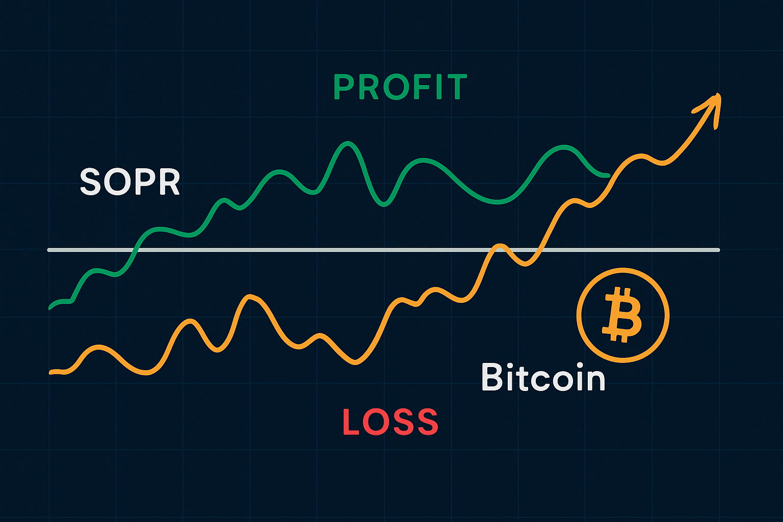 Visual chart illustrating the relationship between SOPR values and Bitcoin price fluctuations over time