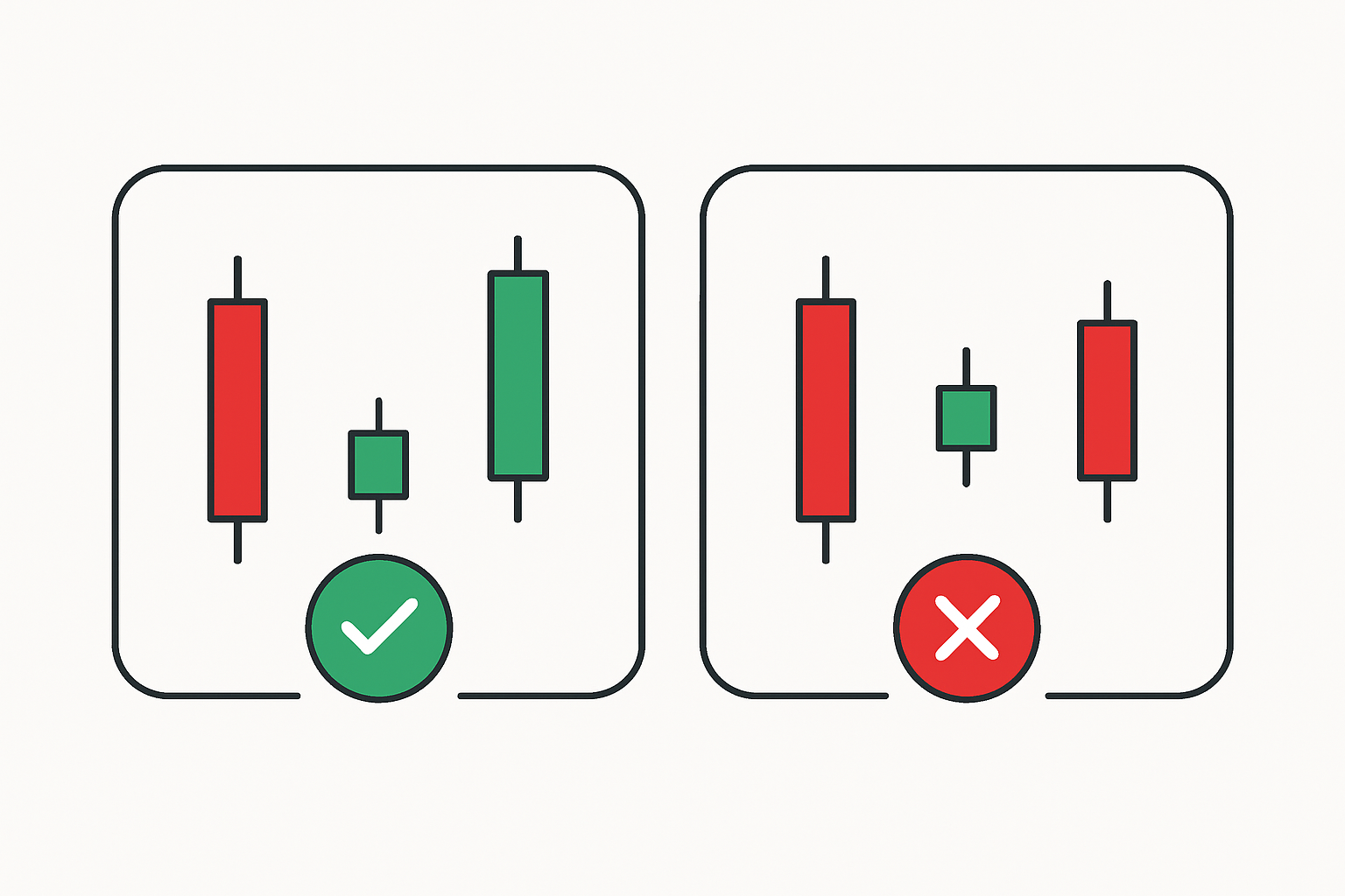 Visual guide showing correct morning star candle identification versus common mistakes to avoid.