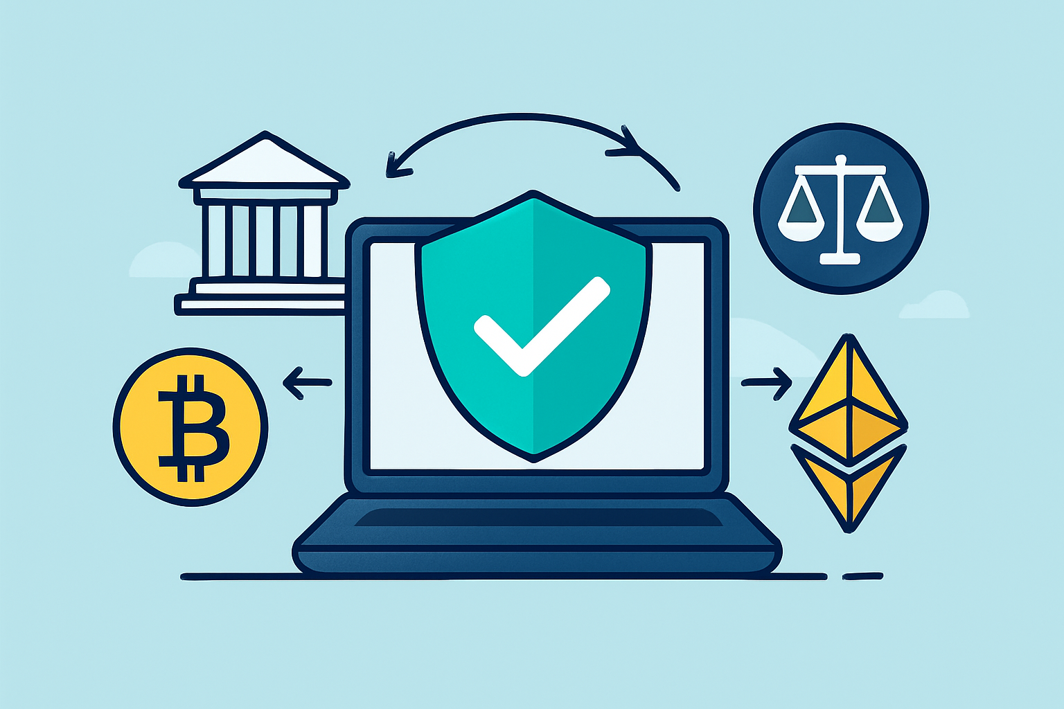 Visual representation of cryptocurrency exchange security and regulatory compliance