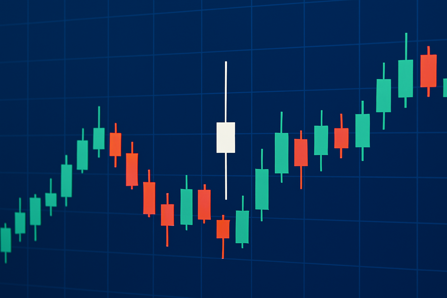 Example of a spinning top candle on a candlestick chart highlighting its small real body and long shadows