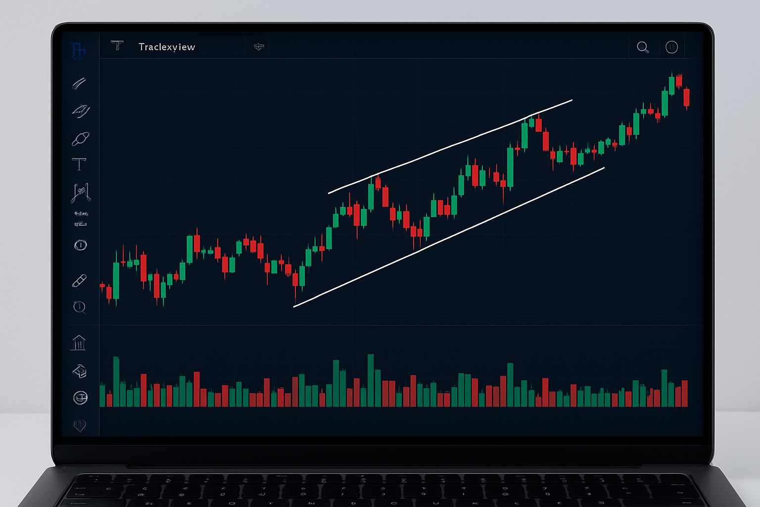 Example of identifying ascending wedge patterns on a multi-timeframe chart with supporting volume analysis.