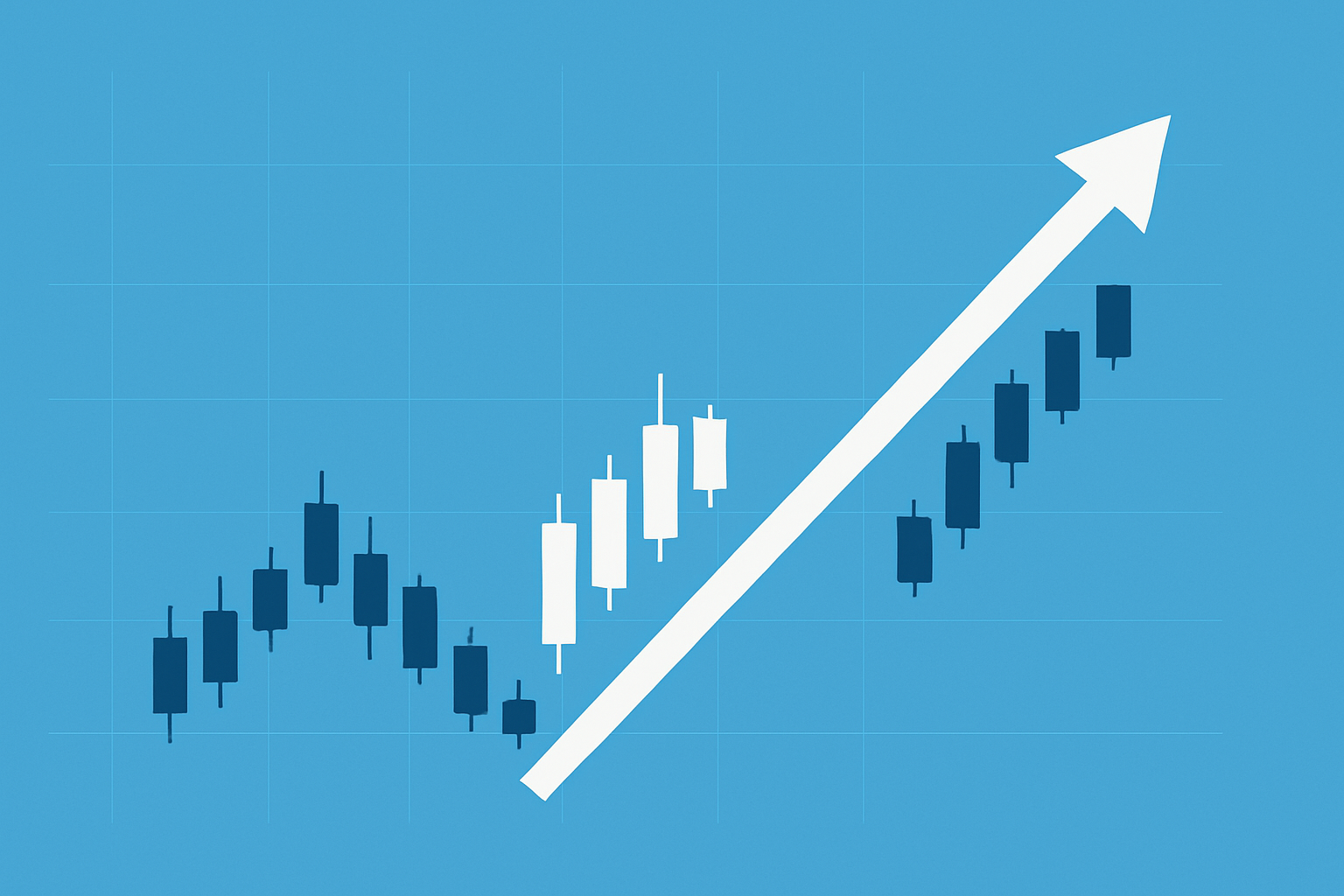 Example of the 3 white soldiers pattern on a stock chart leading to a price increase
