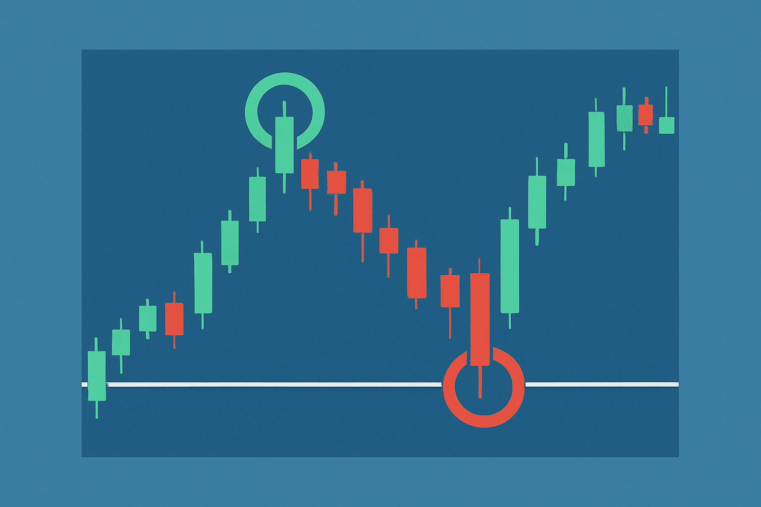 Example of the Three Black Crows pattern forming on a real stock chart with annotations for trade execution