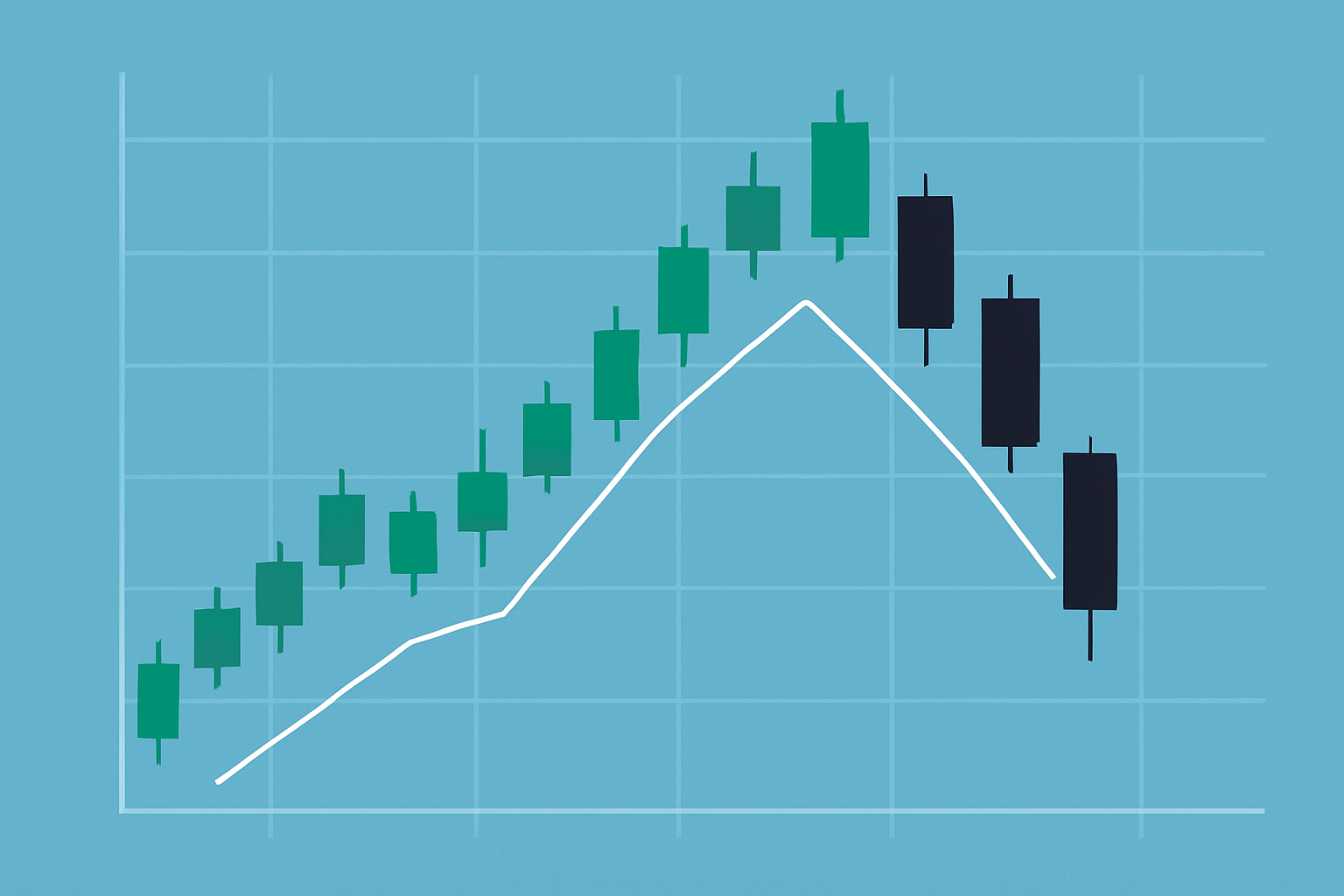 Visual example of the Three Black Crows pattern on a price chart